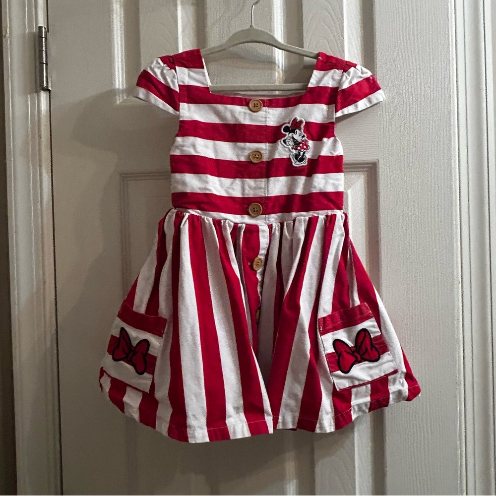 Disney Red and White Striped Dress with Minnie Mouse